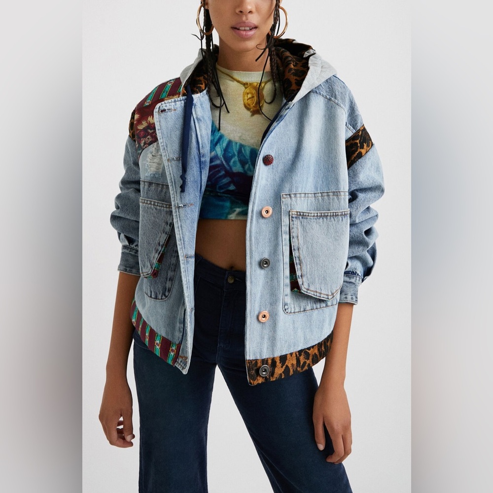⭐️ Desigual Oversize Denim Hooded Jacket “Cronos Jean hoodie style